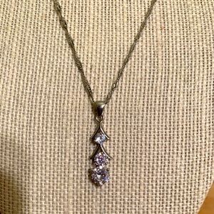 18” Sterling Silver, 3 tier drop charm, necklace